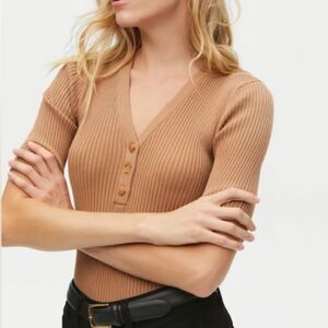 Michael Stars Jeanny Ribbed Henley Top S